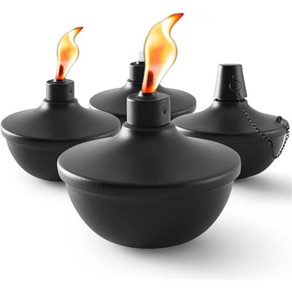 4Pack Metal TableTop Torches,22oz Citronella Torches for Outside,RefillableFlame - Picture 7 of 7